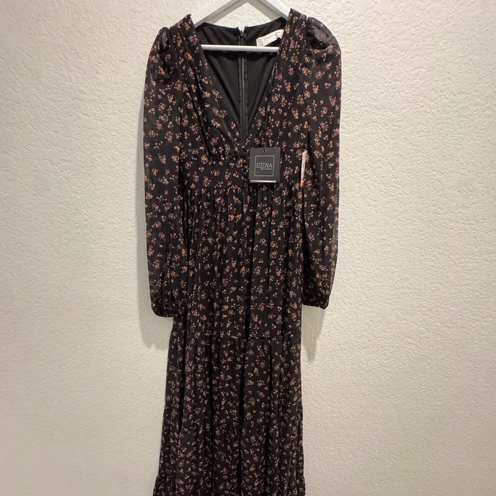 NWT Mac Duggal Sz 0 Black Floral Maxi Gown 55431 - Picture 5 of 12